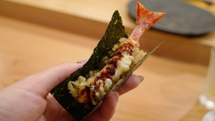 驚異のコスパ 鮨おにかい の満足1万円コース 海老天のり巻き 中目黒 さくのもぐもぐblog